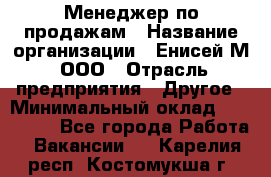 Менеджер по продажам › Название организации ­ Енисей-М, ООО › Отрасль предприятия ­ Другое › Минимальный оклад ­ 100 000 - Все города Работа » Вакансии   . Карелия респ.,Костомукша г.